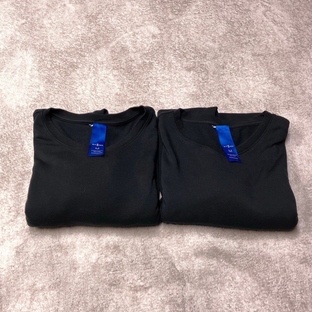 Lot of 2 Kit + Ace Long Sleeve Shirt Bundle V-Neck Black Mens M